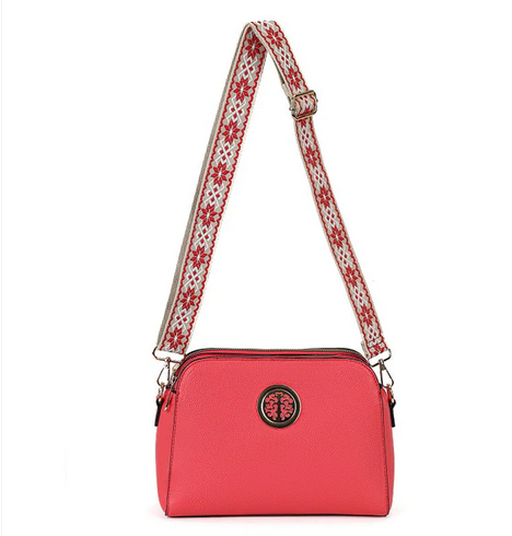 G1155 Cross Body 3 Pocket Bag Coral