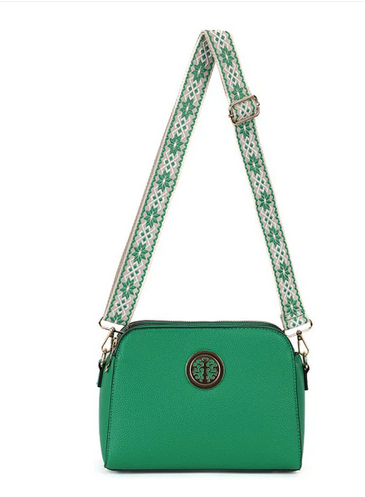 G1155 Cross Body 3 Pocket Bag Green