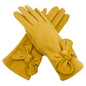 Gv23103-887 Plain Gloves With Big Bow Yellow