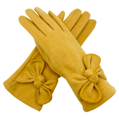 Gv23103-887 Plain Gloves With Big Bow Yellow