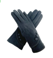 Gv2498-076 Plain Button Detail Ts Gloves Black