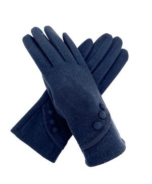 Gv2498-076 Plain Button Detail Ts Gloves Navy