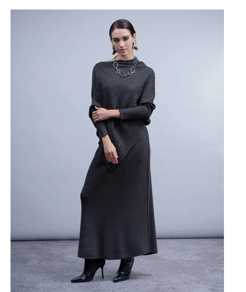 H2013 BATWING STYLE KNIT JUMPER CHARCOAL