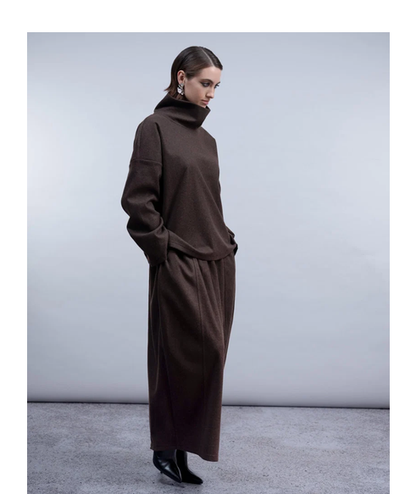 H2043 ROLL NECK SOFT KNIT JUMPER Brown
