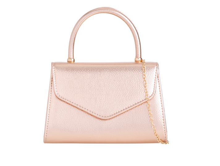 H2439 Metalic Handle Envelope Clutch Bag Champagne