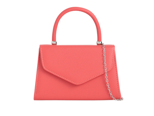 H2439 Metalic Handle Envelope Clutch Bag Coral