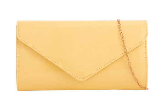 H2570 Patent Envelope Clutch Bag Lemon