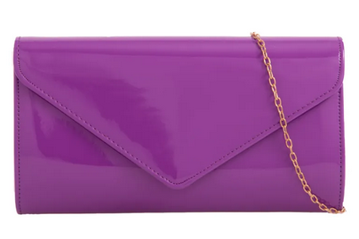 H2570 Patent Envelope Clutch Bag Purple