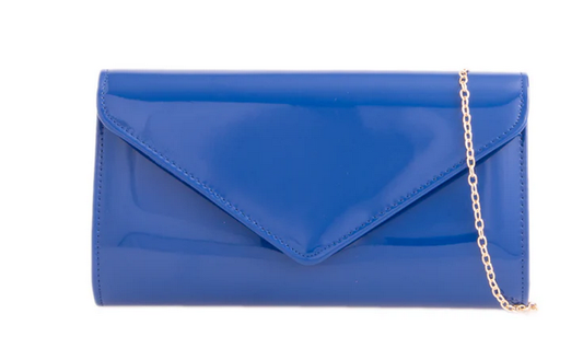 H2570 Patent Envelope Clutch Bag Royal Blue