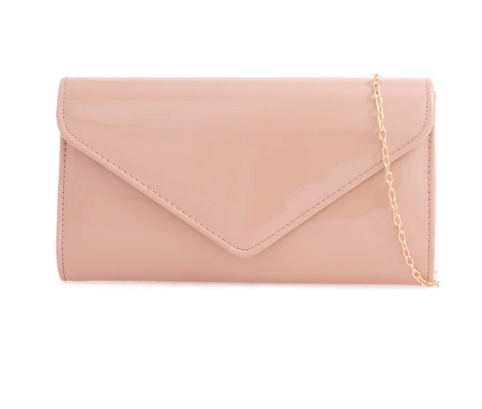 H2570 PALE NUDE PATENT CLUTCH Nude