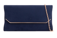 H2694 Suede Envelope Clutch Bag Navy