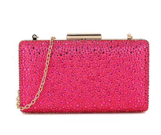 H3105 Bling Hard Small Clutch Bag Fushia