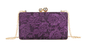 K3370 Flower Brocade Purse Clasp Clutch Purple