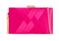 H3387 Satin Cross Over Design Clutch Bag Fushia