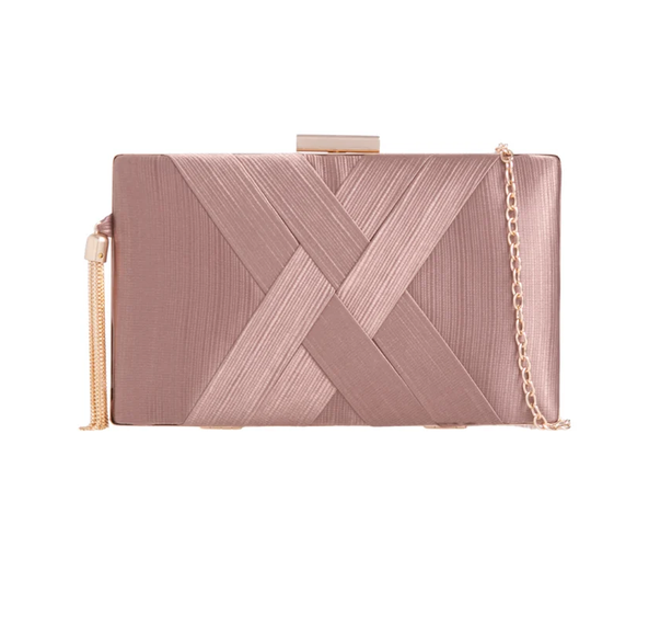 H3387 SATIN CROSS OVER SLIM CLUTCH BAG Brown