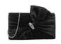 H3460 Satin Bow Front Bling Clutch Bag Black