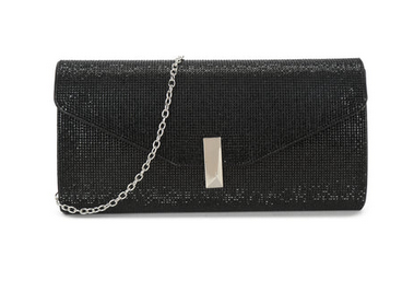 H3562 Glittery Envelope Clutch Hardwear Black