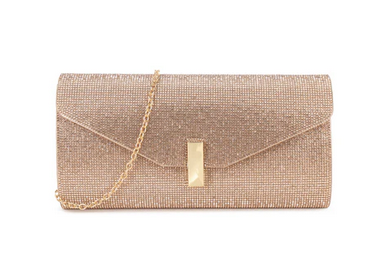 H3562 Glittery Envelope Clutch Hardwear Champagne