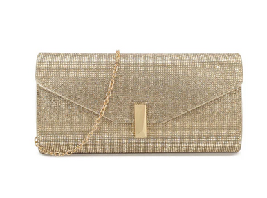 H3562 Glittery Envelope Clutch Hardwear Gold