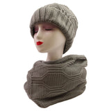 Ht19238-110 Pom Pom Hat And Scarf Set Grey