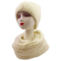 Ht19238-110 Pom Pom Hat And Scarf Set Cream