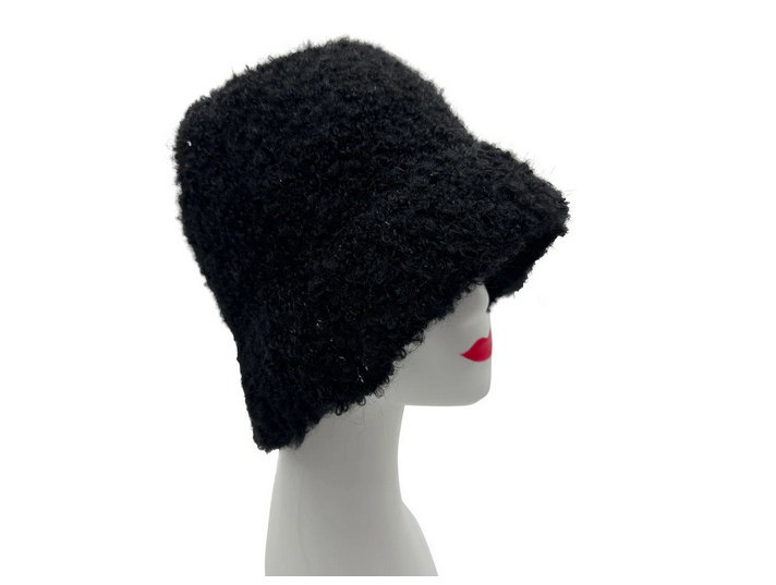 Ht23170-866 Bucket Style Knitted Hat Black