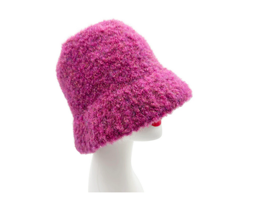 Ht23170-866 Bucket Style Knitted Hat Fushia