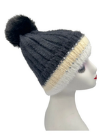 Ht2411-090 Fluffy Hat With Bling And Pom Black