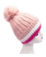 Ht2411-090 Fluffy Hat With Bling And Pom Baby Pink