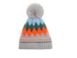 Ht25105-322 Diamond Print Pom Pom Hat Grey