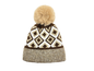 Ht25105-325 Arg Print Pom Pom Beanie Hat Brown