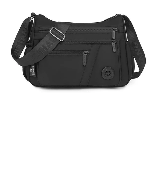 Htc03 MULTI POCKET CANVAS CROSS BODY BAG Black