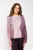 Jg28412 Accordian Stripe O-Neck Jumper Purple