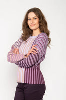 Jg28412 Accordian Stripe O-Neck Jumper Purple