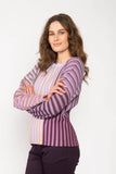 Jg28412 Accordian Stripe O-Neck Jumper Purple