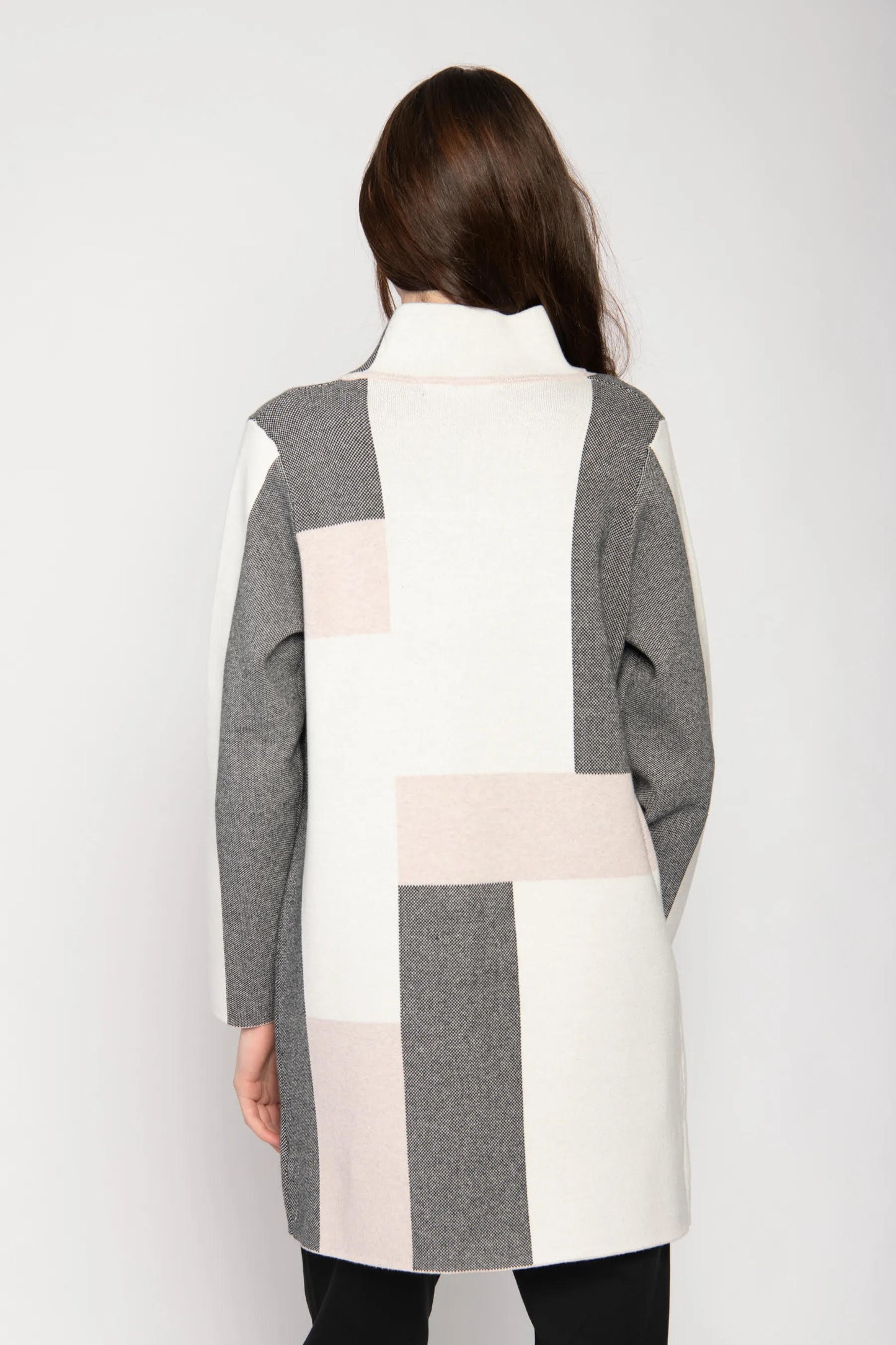 Jg28530 High Neck Long Leather Clasp Car Pink/Grey