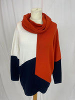 Jg28531 Cowl Neck Jumper Rust/Navy