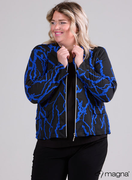 K-0031-Hvp Jacquared Zip Up Stretch Jack Cobalt/Black