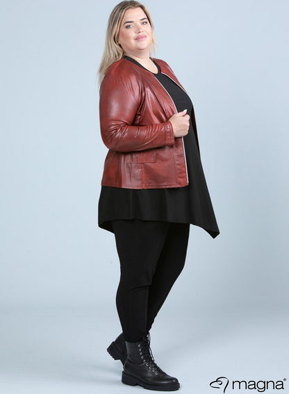 K-0031 SHORT LEATHERETTE ZIP UP LIGHT JACKET Rust