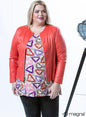 K-0031 Short Leather Look Zip Jacket Coral