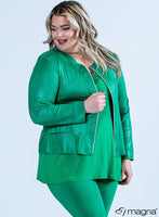 K-0031 Short Leather Look Zip Jacket Kelly Green