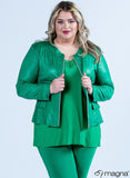 K-0031 Short Leather Look Zip Jacket Kelly Green