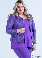 K-0031 Short Leather Look Zip Jacket Lilac