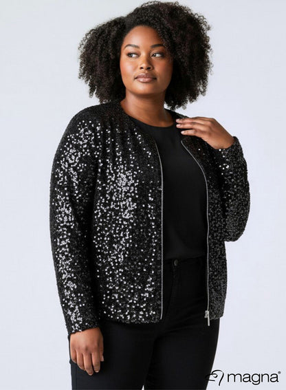 K-2505 GLITTER SEQUIN JACKET Black