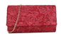 K3369 Flower Design Brocade Clutch Bag Cherry
