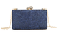 K3370 Flower Brocade Purse Clasp Clutch Navy