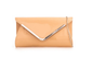L2573 Envelope Style Gold Trim Clutch Ba Beige