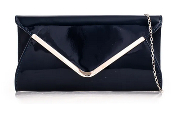 L2573 Envelope Style Gold Trim Clutch Ba Navy