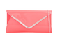 L2573 Envelope Style Gold Trim Clutch Ba Neon Fushia
