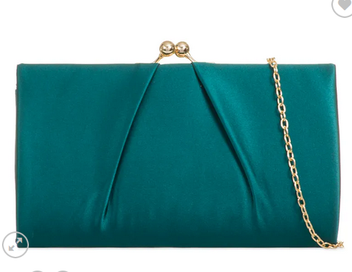 L761 Purse Clasp Satin Clutch Bag Forest Green